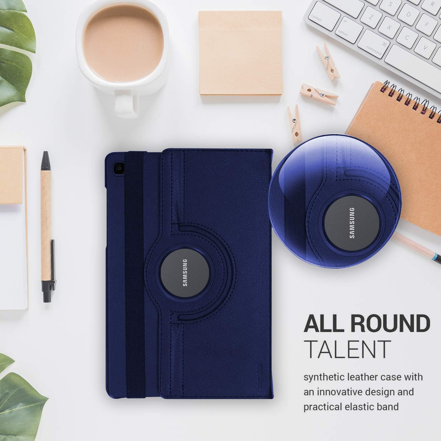 DN Technology Case For Samsung Galaxy Tab A7 10.4 inch 2022/2020 Multi Angle 360° Rotating Smart Folio Protective Tablet Cover (SM-T509/T500/T505/T507) (BLUE) - Image 5