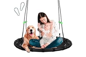 zbzbml 40 Inch Tree Swing with PP Mat for Kids and Adults - Durable, Safe, Easy to Install,Black Outdoor Saucer Swing,Flying Web Circle Yard Garden Playground Park,as Gift (JYQQ-1)
