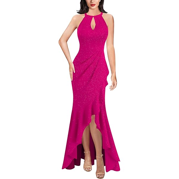 SHEIN Vestido Con Abertura Con Lazo De Cuello Halter Con Abertura Alta