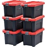 CRAFTSMAN 5-Gallon Heavy Duty Plastic Storage Bins with Lids, 6 Pack | 5-gal stackable storage totes with dual latching lids, Weather-resistant, 10.5H x 12W x 18D, Garage and home organization