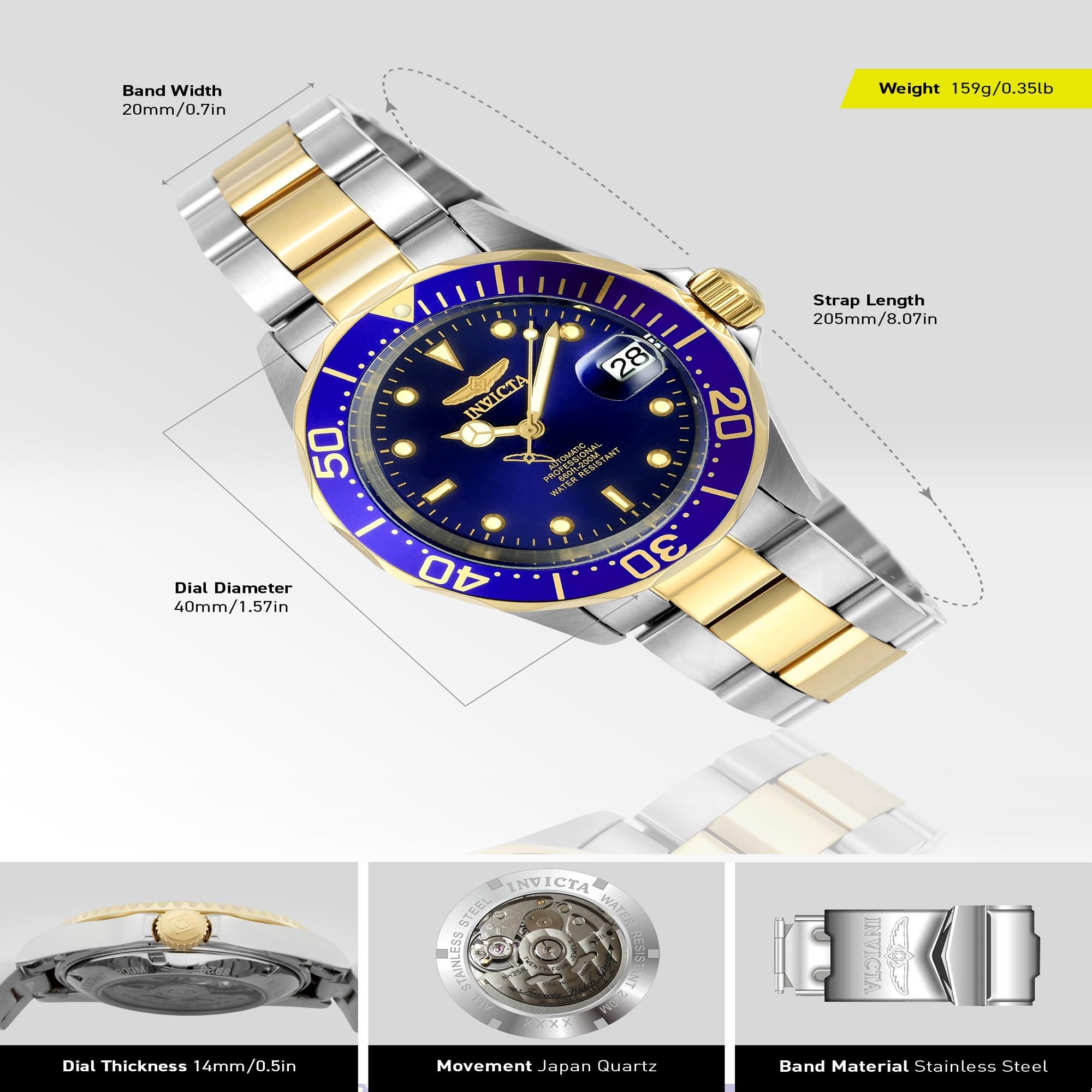 Invicta Pro Diver Edelstahl Herren Automatikuhr - 40mm 3