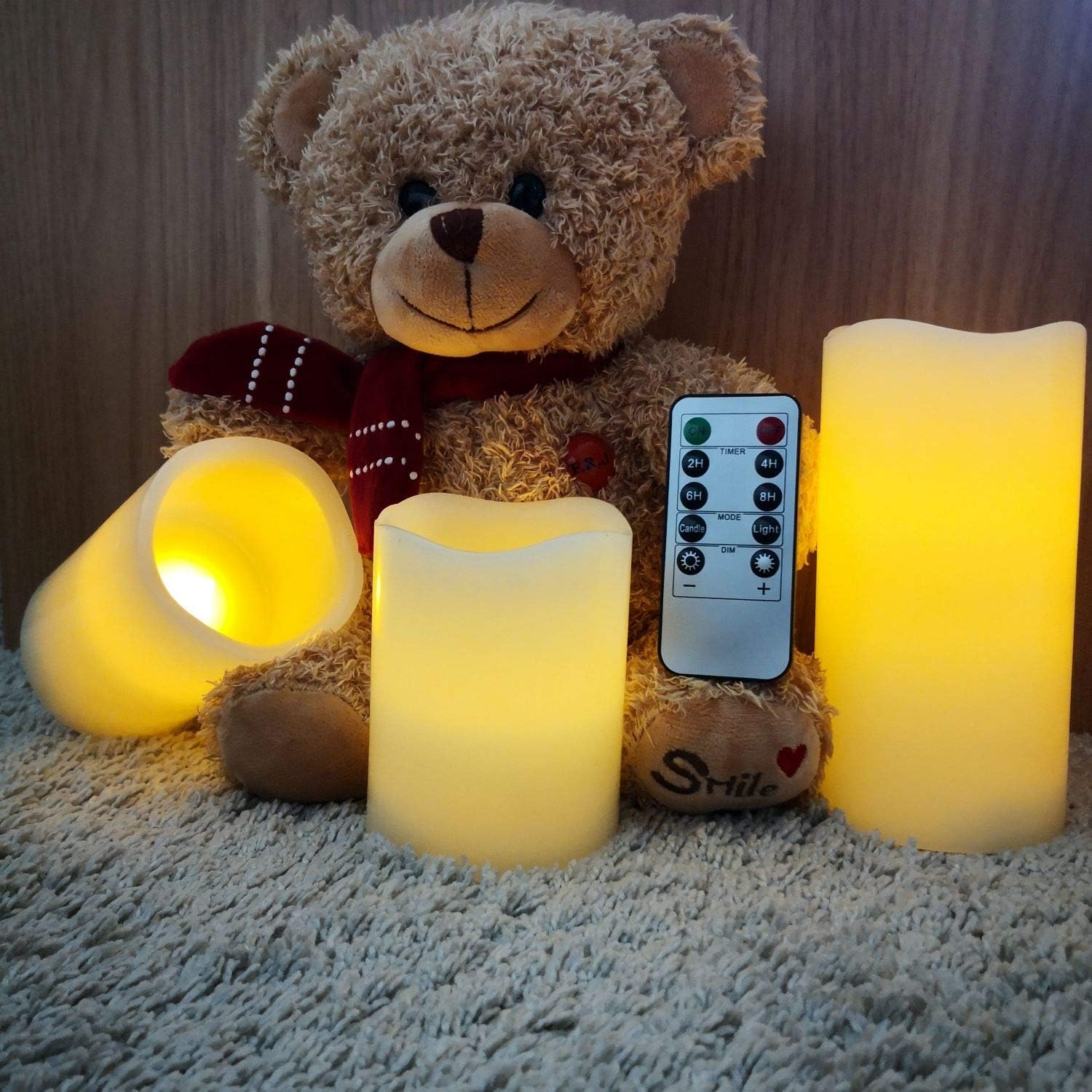 VETOUR Battery Operated LED Candle :Remote Control Flameless Electric Set of 3 Ivory Real Wax Pillar Flicker Candle with Timer Home Outdoor Realistic Bright Fake Luminare Powered Cylinder Light - Image 3