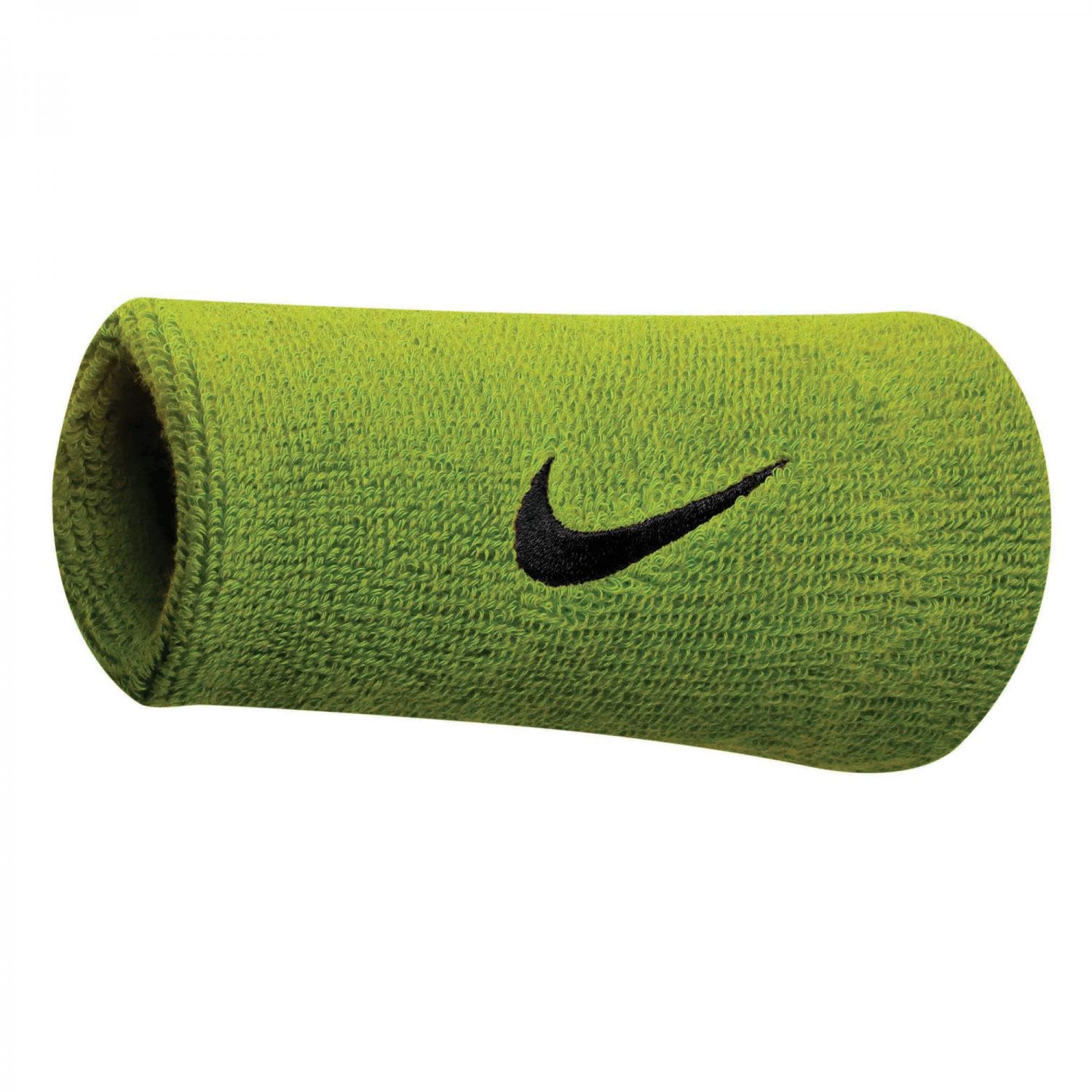 NIKE Swoosh Doublewide Sweatbands (Pack of 2) Green Neongrün, Schwarz Size:One Size