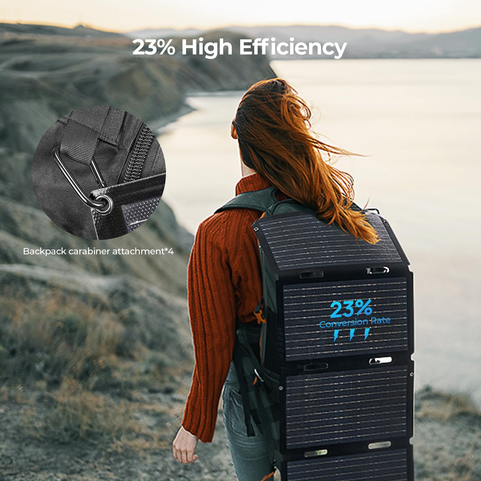 BougeRV 50 Watt Fiberglass Portable Solar Panel for JuiceGo 240Wh Power Station, Foldable Solar Cell Solar Charger with USB Outputs for Phones,Ultra-Fast Charging for Outdoor, Camping, Hiking