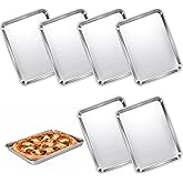 6 Pcs Baking Sheet Pan Set Stainless Steel Small Cookie Sheets for Baking Cookie Sheet Small Toaster Oven Pans, Non Stick and Heavy Duty and Easy Clean, 9.3 x 6.9 x 1 Inch