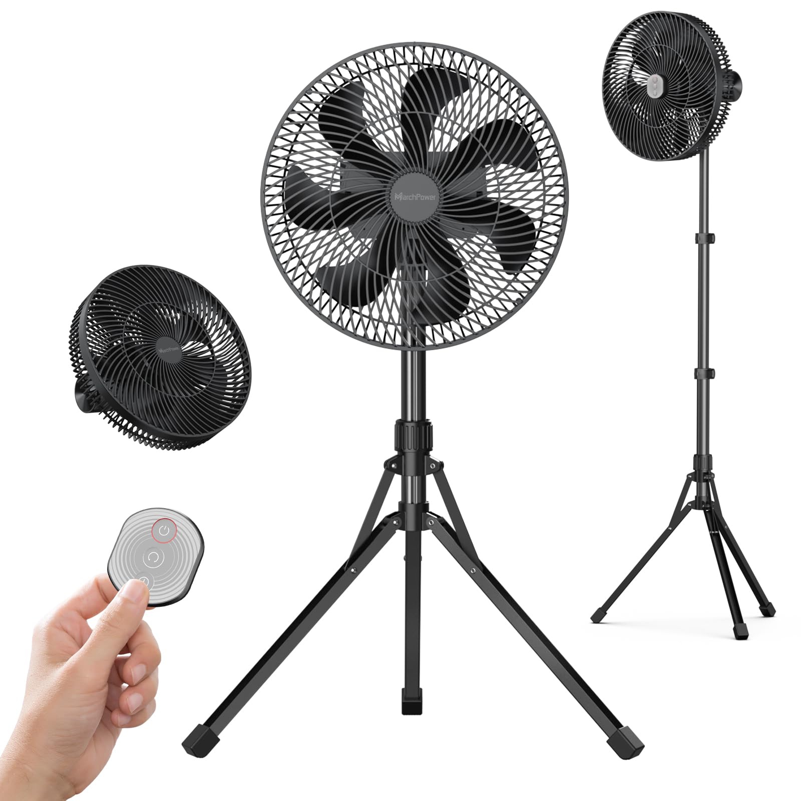 Photo 1 of Marchpower 12in NEW Outdoor Standing Fan, Foldable Camping with Detachable Tripod 16000mAh Rechargeable Travel with Remote Quiet Oscillating Adjustable Height Pedestal Floor for Home