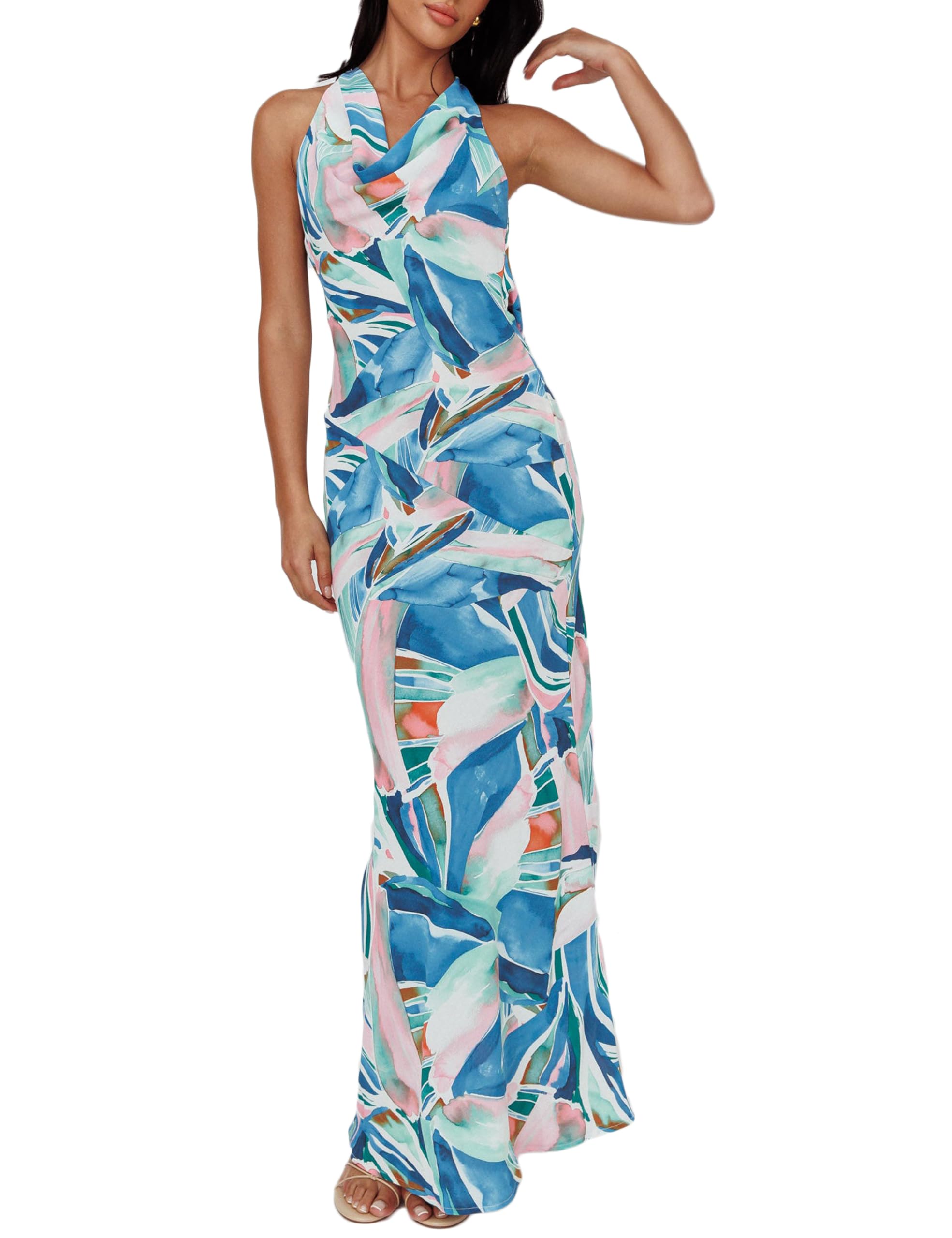 Women's 2025 Summer Satin Backless Elegant Dress