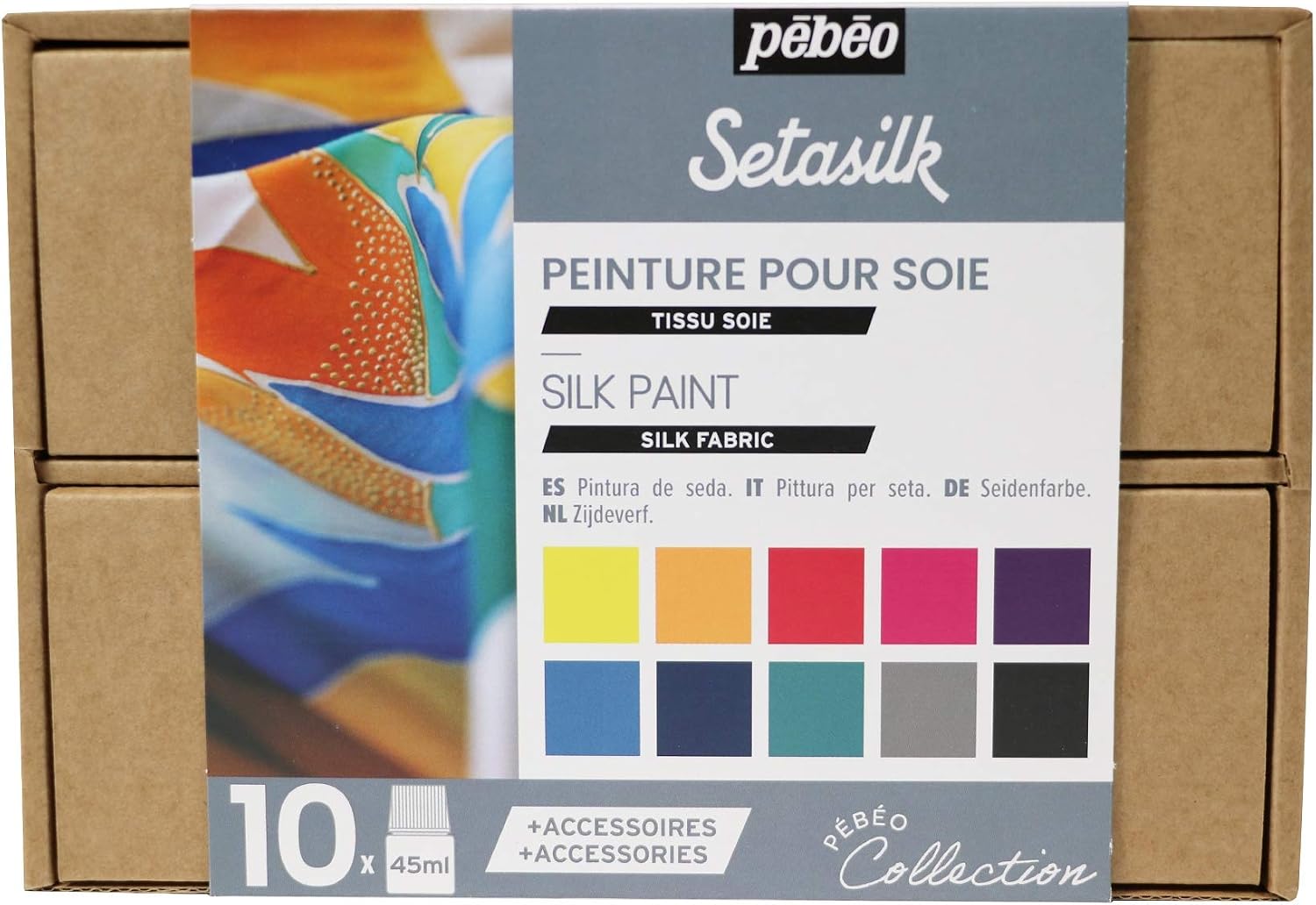 Pebeo Setasilk Collection Set, Assorted, 45 ml (Pack of 10), Clear - Image 3