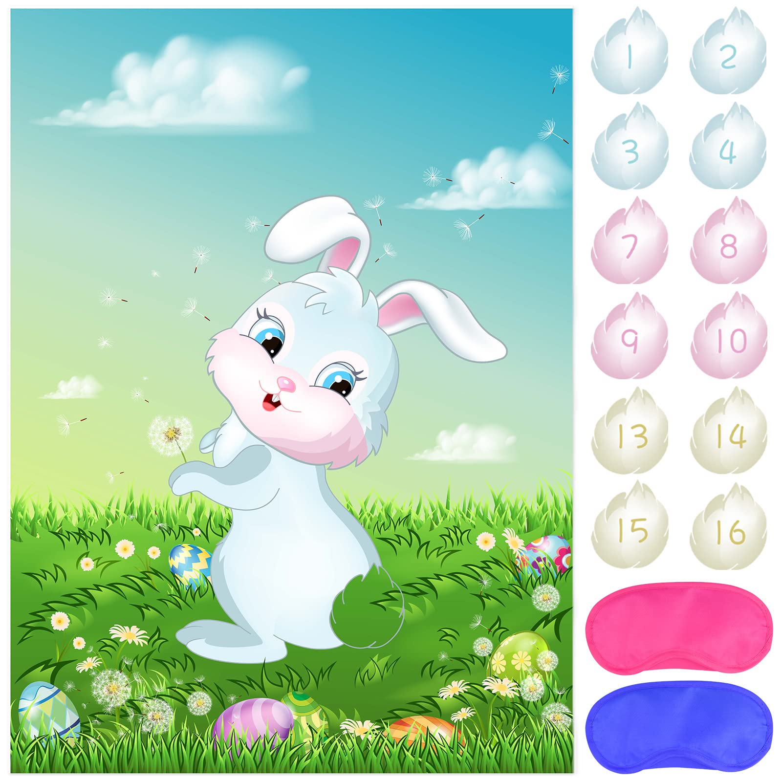 Photo 1 of ASTARON Pin The Tail on The Bunny Game for Birthday Party, Easter Party Game with 24 pcs Tail Stickers for Happy Easter Party Decoration Supplies