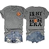 Basketball Mom Shirts for Women Game Day Tshirts Sport Basketball Lover Casual Short Sleeve Tee Tops-Grey XXL
