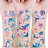 96 PCS Ocean Sea Animal Shark Whale Fish Temporary Tattoos Sticker,Super Cute Themed Birthday Party Favors, Supplies, Decorations, Fake Tattoo Stickers, School Rewards Prizes & Gifts