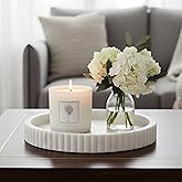 Swadeshi Blessings Handcrafted Marble Decorative Tray for Coffee Table Decor, Round Trays Home Decor, Ottoman Tray for Living Room, Coffee Table Tray, Dining Table Centerpiece Decor, Farmhouse Decor