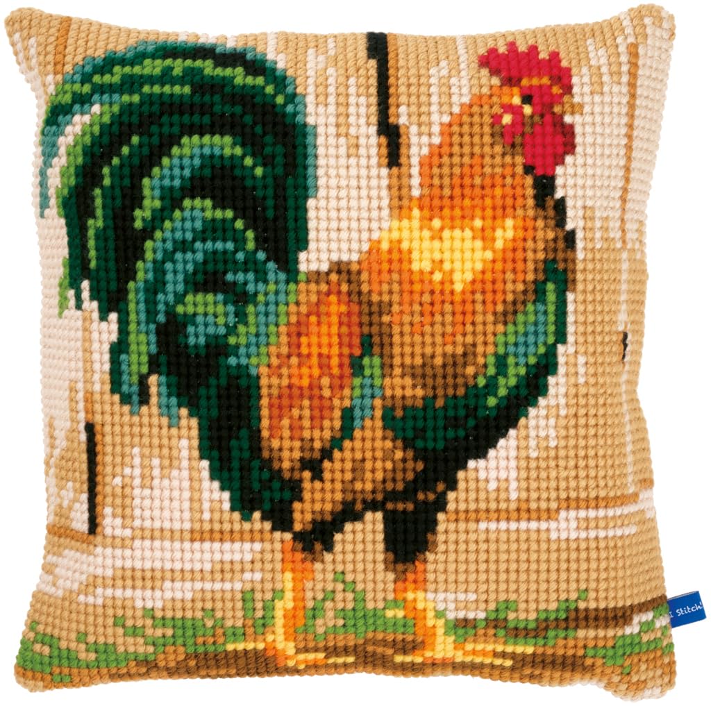 Vervaco Rooster Cross Stitch Cushion, Multi-Colour