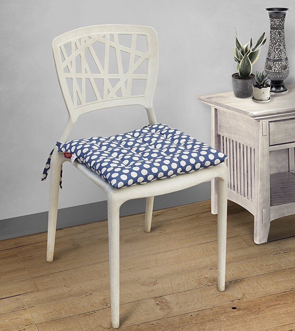 Amazoncom Pure Cotton Blue Square Chair Pad With Ties To Prevent