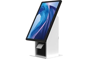 CTA DIGITAL Self Service Kiosk POS Stand - CTA POS Kiosk with CPU & Printer Compartments for Digital Signage Displays TV's & Monitors up to 33 Pounds - for Restaurants, Retail & Business - White - (ADD-SSKPCW)