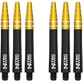 RED DRAGON Nitrotech Medium Dart shafts - 42 mm Shafts with Flight Locking System, 3 Sets (9 Shafts), Transparent Polymer, Black &amp; Gold