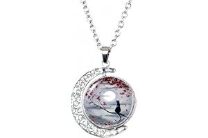 DEQIYIJI Cat Gifts Cat Moon Necklace Jewelry For Women Men Teen Girls Boys Crescent Half Moon Pendant Necklace