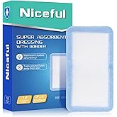 Niceful Super Absorbent Wound Dressing 4" x 8" (10 Pcs) – Non Stick Gauze Pads for Wound Care, Heavy Exudate Large Bandages for Pressure Ulcers, Bedsores, Diabetic Foot Ulcers