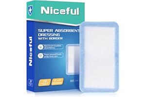 Niceful Super Absorbent Dressing Pads 4" x 8" 10 Count – Non-Adhesive Gauze Pads for Wound Care, Large Bandages for Pressure Ulcers, Bedsores & Exudate Management