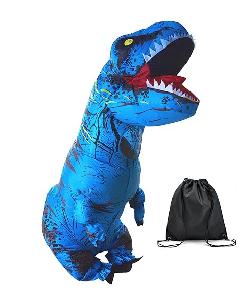 Halloween erwachsene aufblasbare T Rex Dinosaurier-Partei-Kostüm Lustige Kleid Blau mit Rucksack und USB-Kabel