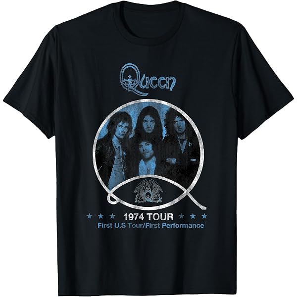 T-shirt Queen Hot Space Album Logo - Manches Courtes Bleu Clair - Impression Haute Qualité, Protection UV