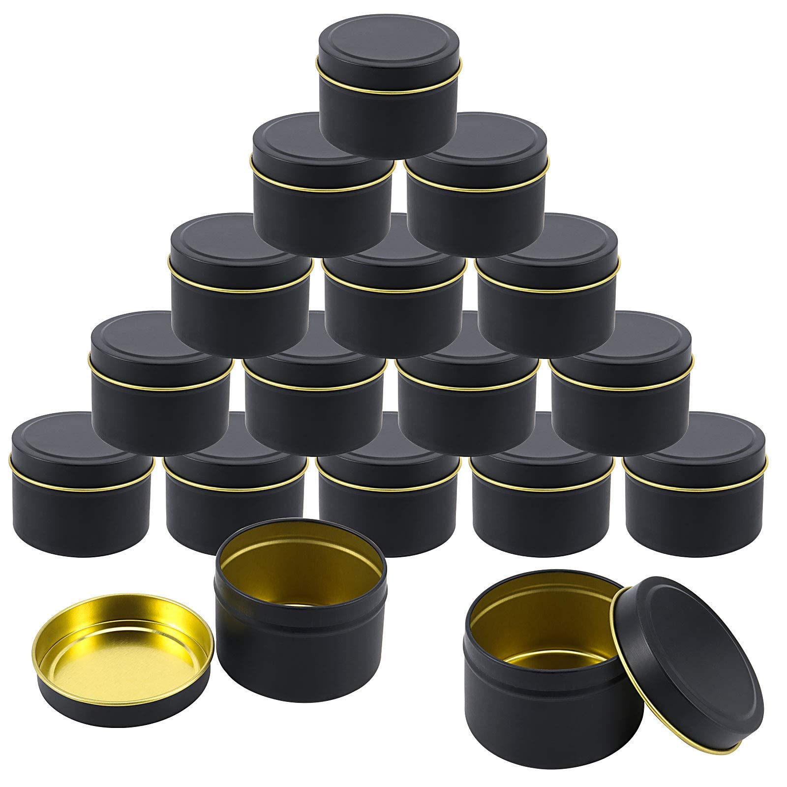 HAKZEON 24 PCS 4 oz Black Candle Tins with Lids, Empty Candle Jars, Metal Tins Candle Containers for Making Candles, Arts & Crafts Projects — image 1