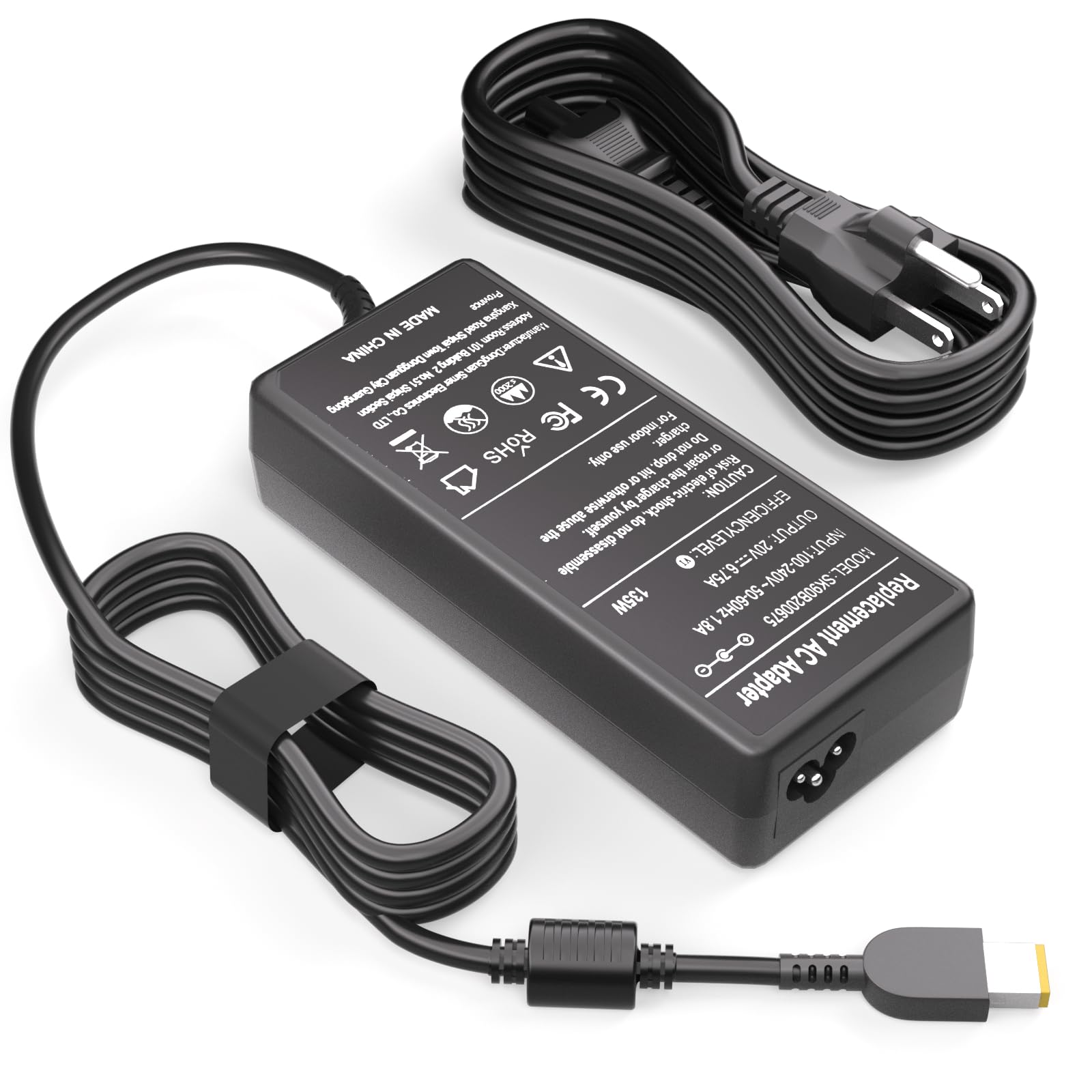 Photo 1 of 135W Power Cord for Lenovo ThinkPad Universal Thunderbolt 4 3 Dock/USB C Smart Dock/Thunderbolt 3 Essential Dock Gen 1 2/ThinkPad Hybrid USB-C with USB-A Dock/Ultra/Pro/USB-C Dock Gen 2 Dock