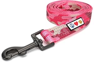 Pawtitas Camo Pink Dog Leash 6ft ft – Reflective Durable Lightweight Lead | Laisse Camouflage Pour Chien Moyen/Grand