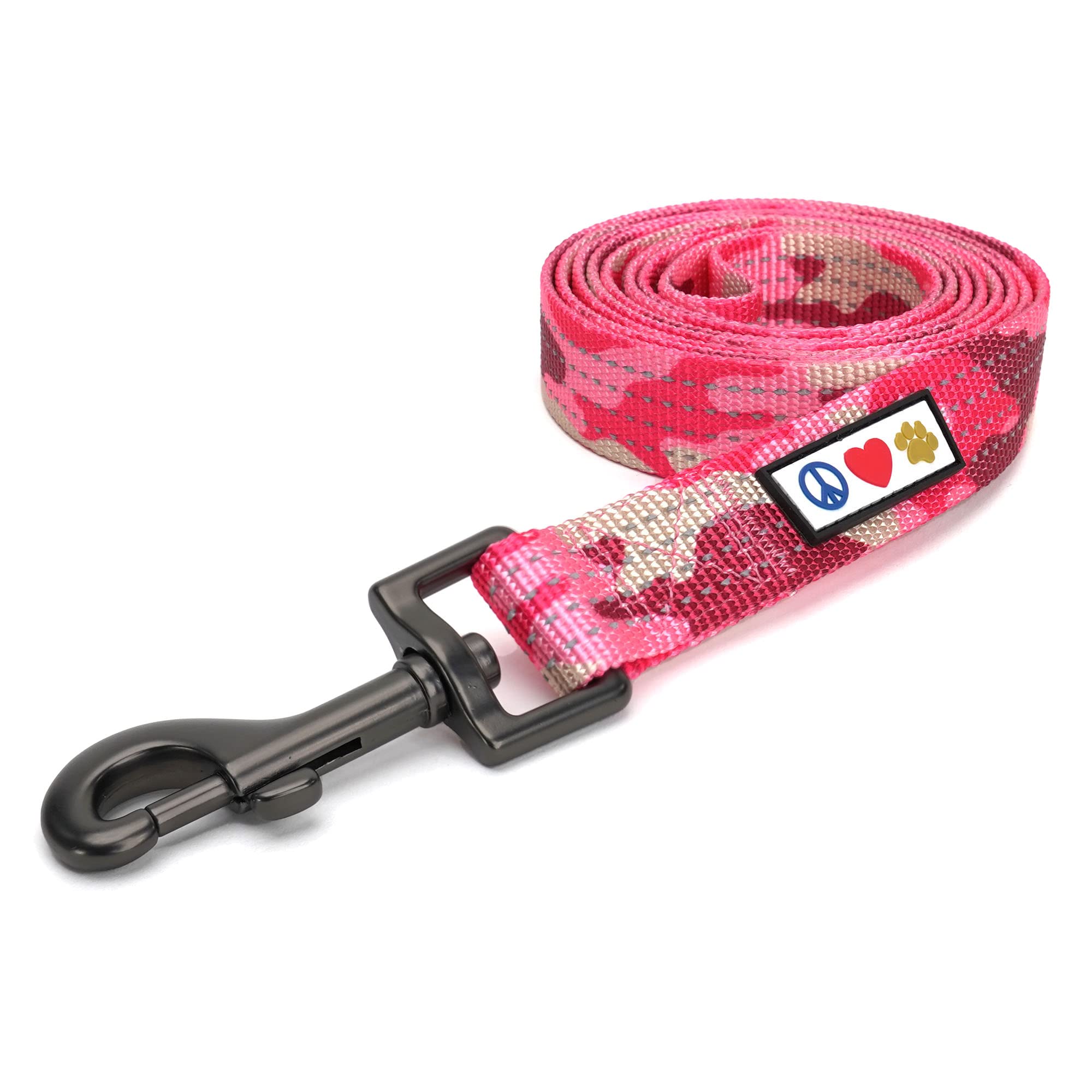 Pawtitas Dog Lead for Large Dogs Comfortable Handle Training Dog Lead 1.8m Long Dog Lead Puppy Lead - Reflective Lead Camouflage Pink Dog Leads for Medium Dogs or Lead for Large Dog