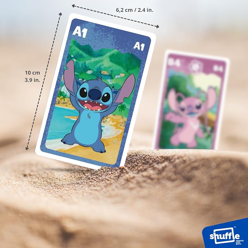 – Gioco di carte 4 in 1 Stitch - 7 famiglie, battaglia, memo e azione - Gioco di carte Disney Lilo & Stitch per bambini, famiglia e amici - a partire da 4 anni, a partire da 2 giocatori
