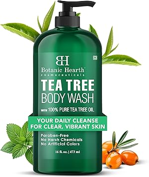 Botanic Hearth Tea Tree Body Wash Helps Nail Conditions Athletes Foot Ringworms Jock Itch & Body Odor Soothes Itching & Promotes Healthy Skin and Feet Naturally Scented 16fl oz