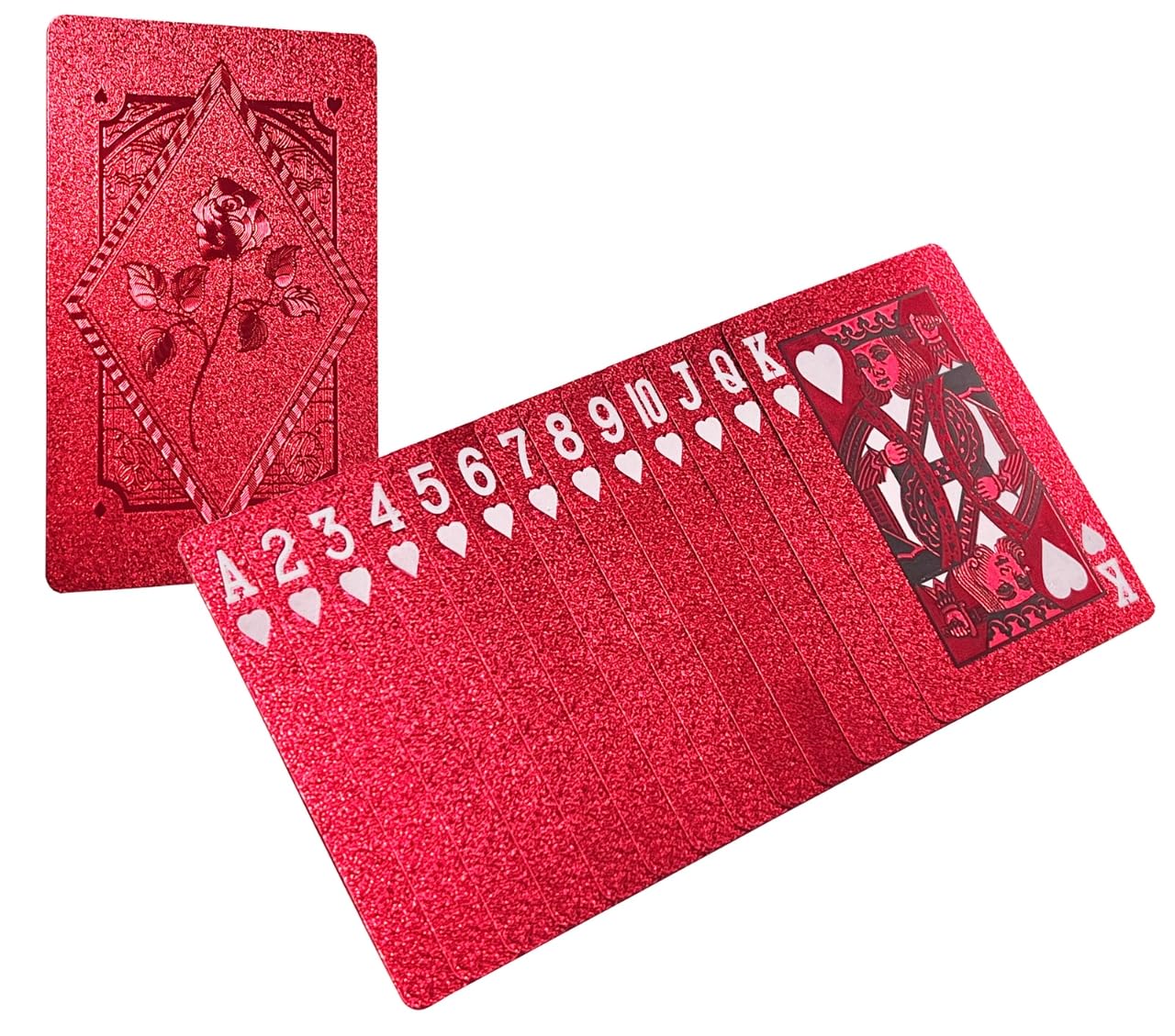 Photo 1 of Color Poker Cards(Red) Plastic Waterproof Playing Cards, Deck of Cards,Women's Pool Poker Cards,Suitable for Family Gatherings and Beach and Swimming Pool Party Poker Card