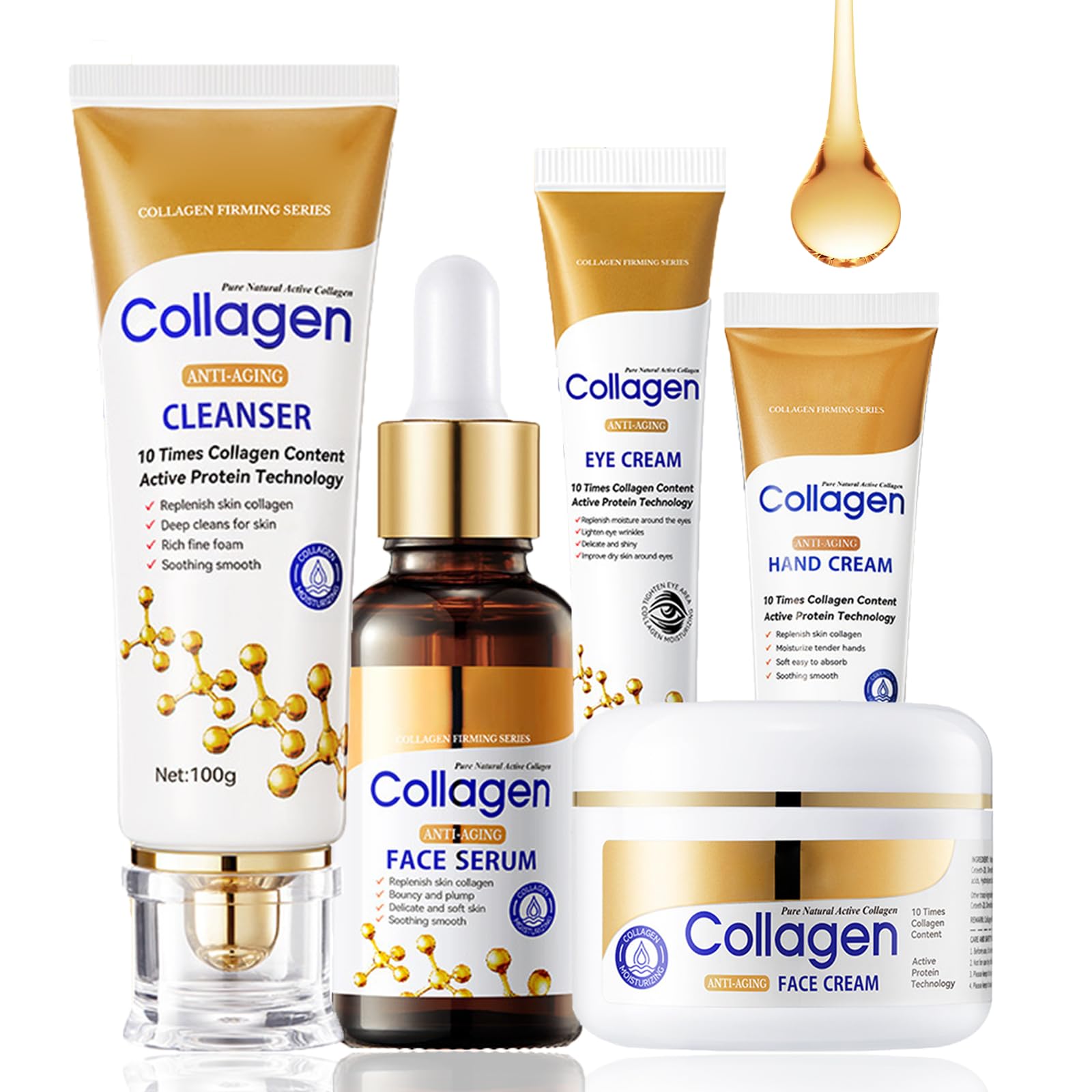 Skincare Set Skin Care for Teenage Girls Gift Set - Anti-Wrinkle Tighten Skin Care Sets & Kits -Teenage Girls Gifts with Cleanser-Serum-Eye Cream-Face Cream-Hand Cream - Skin Care (5PCS Bone Collagen)