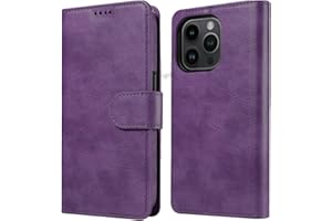 RadEnergy EMF Protection Anti Radiation i-Phone Leather Flip Folio Case for i-Phone, Genuine Leather Wallet Case/Cover with Card Holder & Stand Function (Purple, iPhone 16 Pro Max)