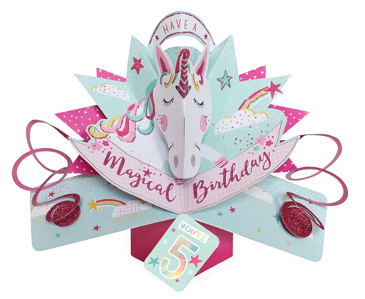 You're 5 Magical Unicorn 5th Birthday Pop Up Greeting Card 3D Pop-Up Cards POP207MC05