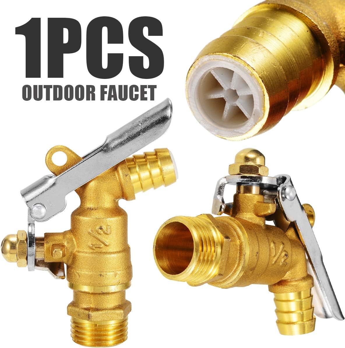 Pullkalia - 1/2" 2cm Brass Thread Waterfall Bathroom Basin Faucet Locked Vanity Sink Outdoor Garden Mixer Water Tap