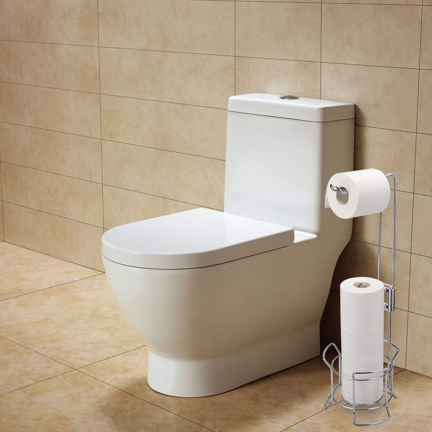 AmazerBath Toilet Paper Holder Stand, Bathroom Toilet Paper Dispenser Storage for 3 Rolls of Toilet Tissue, Free Standing Toilet Paper Holder for Storage Organizing: Home & Kitchen