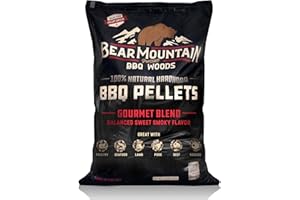 Bear Mountain All Natural Wood Pellets for Smoker, Grill & BBQ, 40 Lbs, Gourmet Blend - Premium Hardwood Barbecue Pellets for