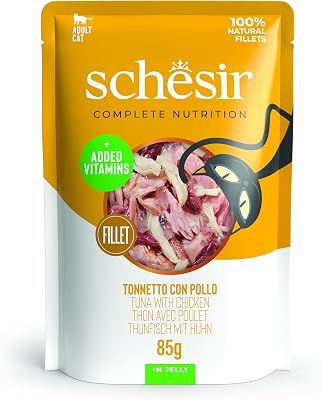 , Atún con Pollo en Caldo, Alimento Húmedo Complementario para Gatos, En Lata, Ingredientes 100% Naturales, Libre de Crueldad, 12 x 85g