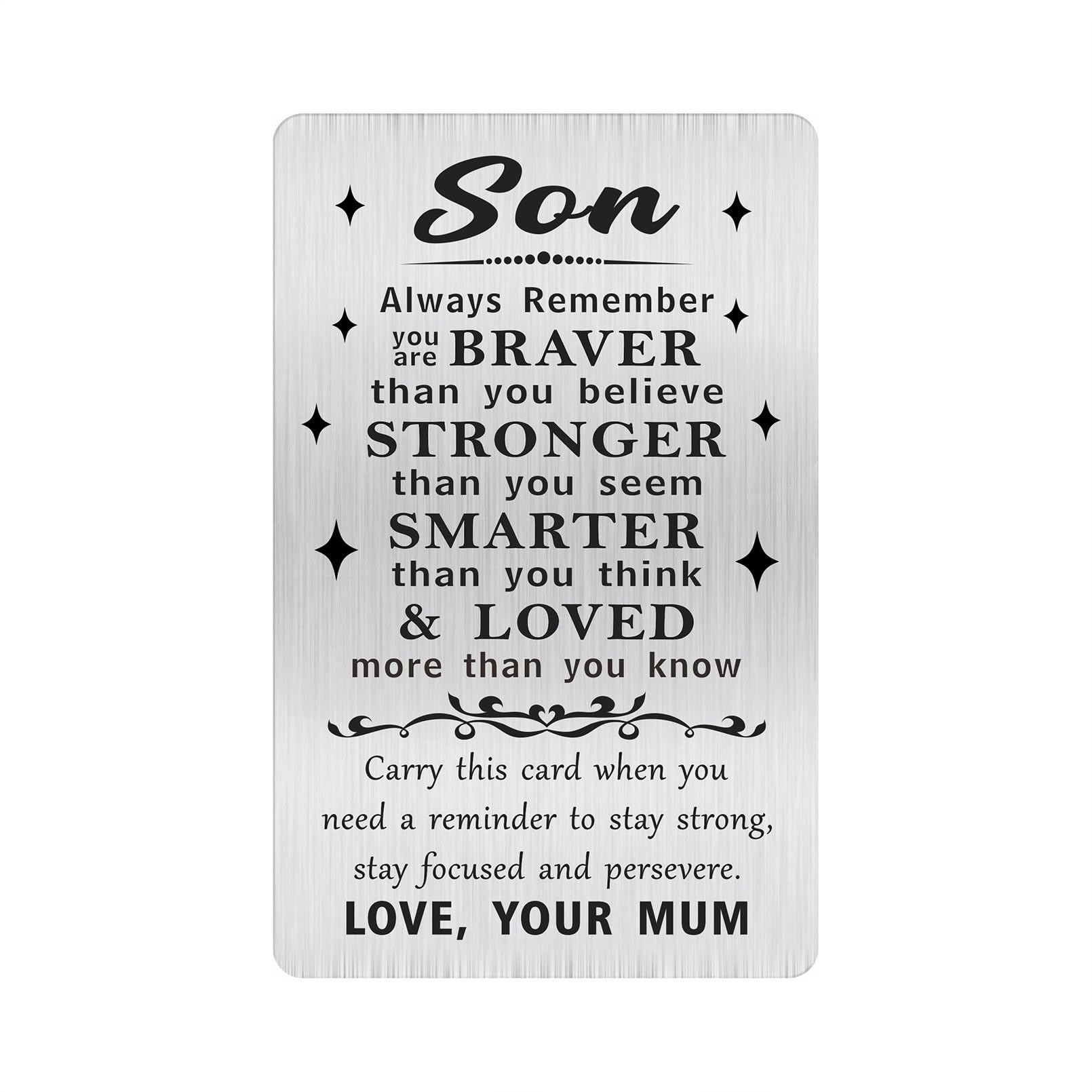 Alotozo Son Gifts from Mum - Laser Engraved Wallet Card for Adult Son - I Love You Card from Mum to Sons