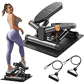 Niceday Steppers for Exercise at Home, Mini Stepper with 300LBS Capacity | Stair Stepper with Resistance Bands, Hydraulic Fitness Stepper with LCD Monitor, Twist Stepper Machine for Full Body Workout