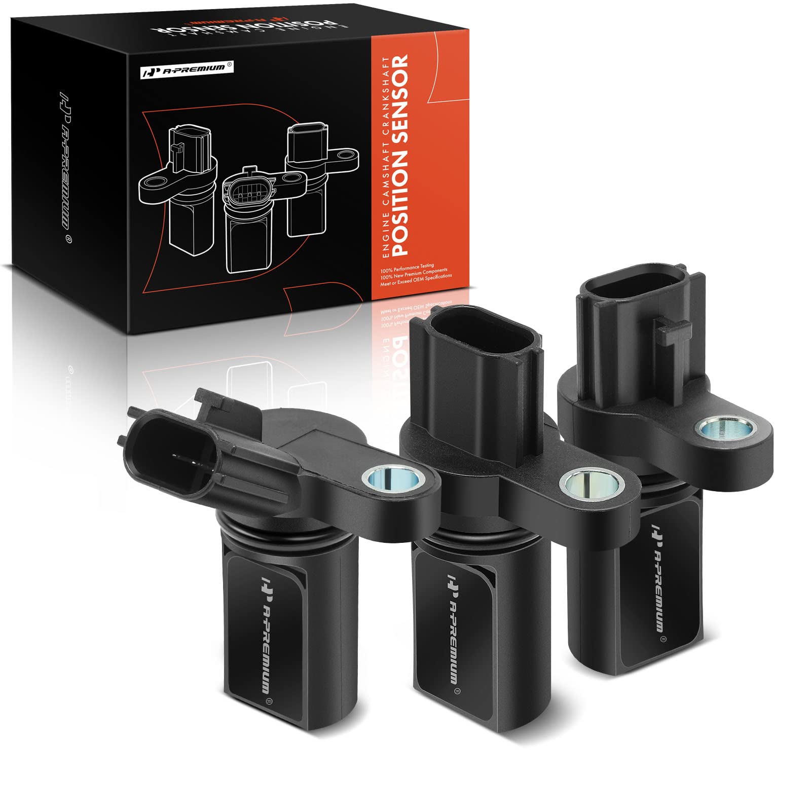 Photo 1 of A-Premium Camshaft Crankshaft Position Sensor Compatible with Nissan & Infiniti Vehicles - 3.5L V6 - Altima, Maxima, 350Z, Murano, Quest, FX35, G35, M35 - Set of 3