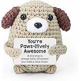 Insaizom Handmade Crochet Dog Animal - Funny & Cute Emotional Support Decor for Teens, Coworkers, Friends | Christmas Stocking Stuffers, Charming Desk Companion & White Elephant Gift