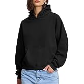 PrettyGuide Women's Oversized Hoodie Fleece Cropped Sweatshirt Long Sleeve Lightweight Pullover with Pocket