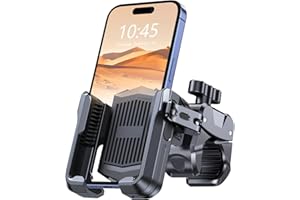 Zewdov Motorcycle Phone Mount for AirTag, Bike Phone Holder Mount [Camera Friendly][1s Quick Lock], Bicycle Scooter Phone Mount Handlebar Clamp, Compatible with iPhone Samsung, 4.7-6.8” Phones