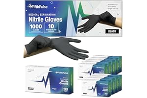 FIFTHPULSE Black Large Nitrile Gloves Case of 1000 - Medical Grade - Latex-Free, Powder-Free - Disposable Nitrile Gloves - Medical Exam, Lab, and Industrial Use