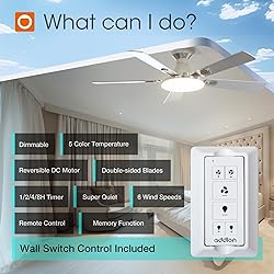 addlon Ceiling Fans with Lights, 52 inch Flush
