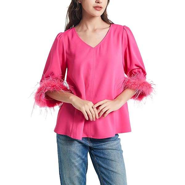 Red Elegant Feather Cuff Cardigan for Women: Stylish