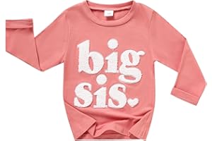 TITKKOP Big Sister Shirt for Toddler Girls Long Sleeve Tops Promoted to Big Sister Clothes Little Baby Announcement Outfits