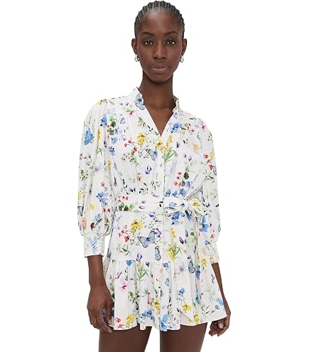 alice + olivia Women's Ella Combo Vegan Sleeveless Drop Waist Mini